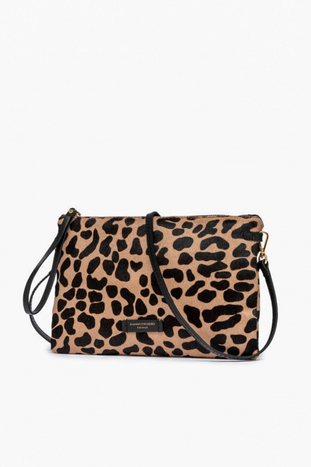 Gianni Chiarini Clutch/Tasche mit Leoprint in Beige/Schwarz