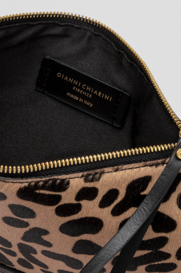 Gianni Chiarini Clutch/Tasche mit Leoprint in Beige/Schwarz