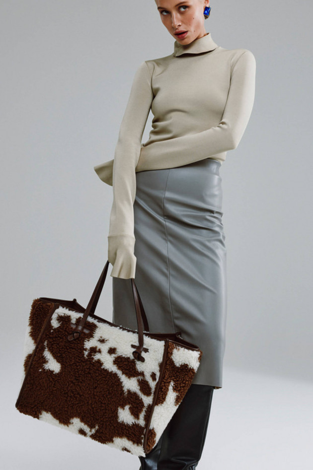 Gianni Chiarini Marcella Club Tote Bag COW in Creme/Braun