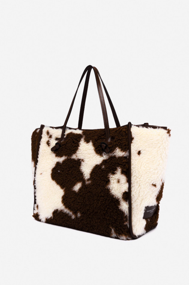 Gianni Chiarini Marcella Club Tote Bag COW in Creme/Braun