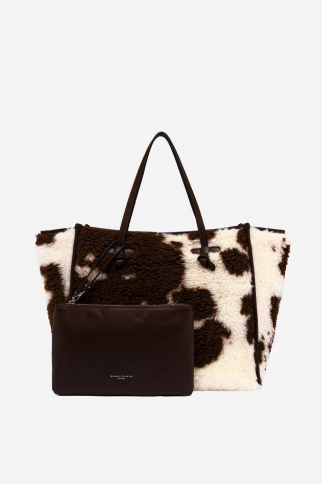 Gianni Chiarini Marcella Club Tote Bag COW in Creme/Braun