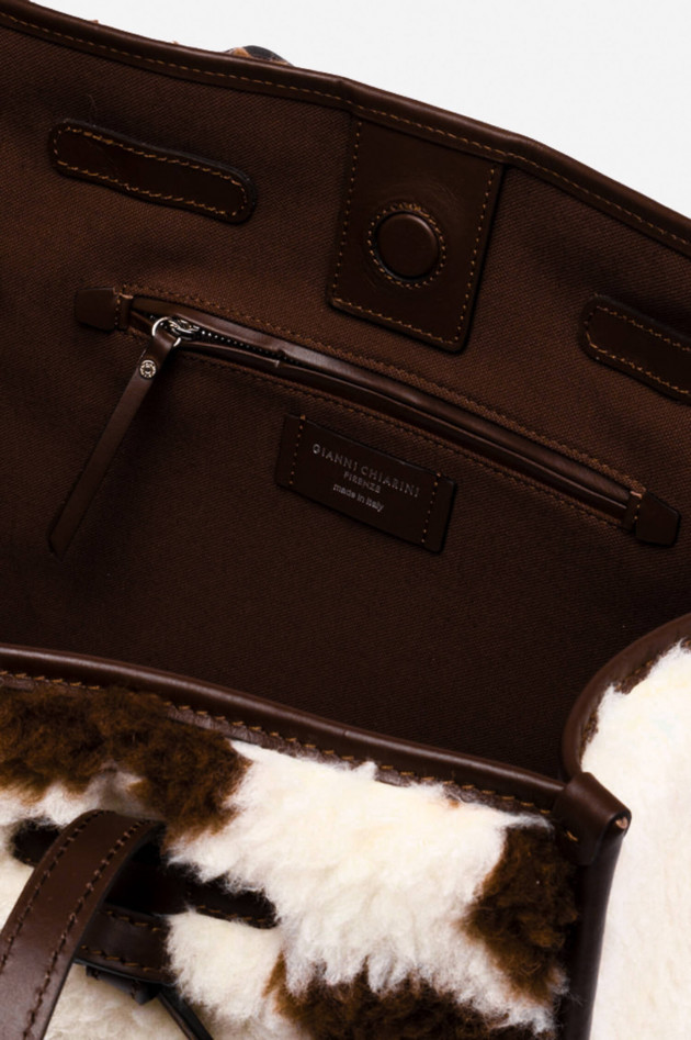 Gianni Chiarini Marcella Club Tote Bag COW in Creme/Braun