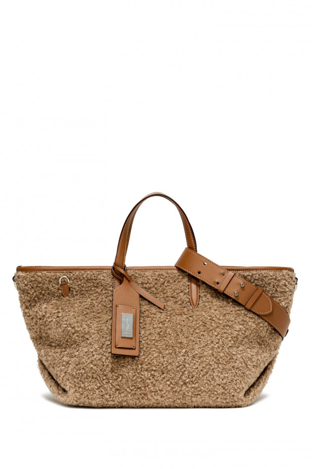 Gianni Chiarini Shopping-Bag ATENA mit Teddy-Oberfläche in Camel