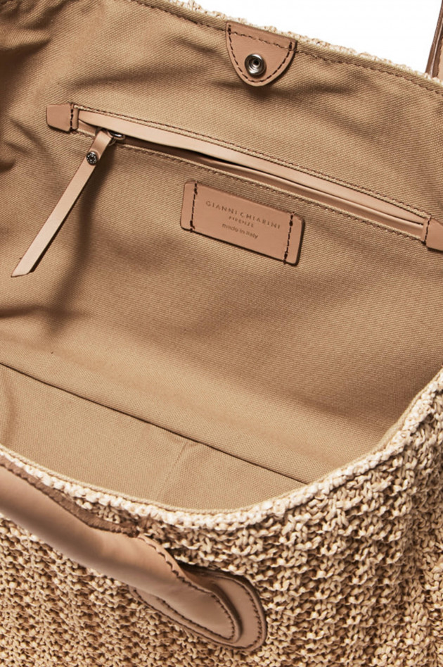 Gianni Chiarini Handtasche JUDY aus Bast und Leder in Beige
