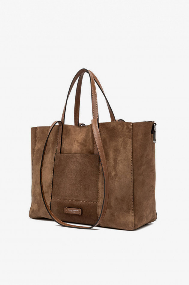 Gianni Chiarini Veloursleder Tasche SUPERLIGHT in Cognac