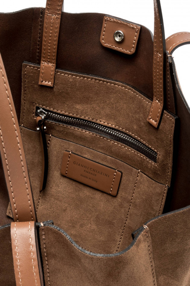 Gianni Chiarini Veloursleder Tasche SUPERLIGHT in Cognac