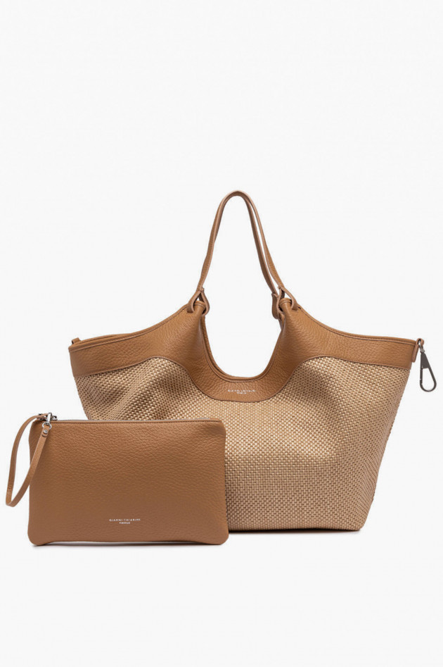 Gianni Chiarini Tasche "Dua" aus geflochtenem Stroh in Hellbraun