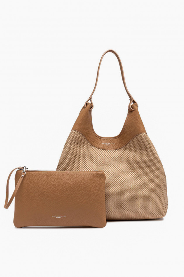 Gianni Chiarini Tasche "Dua" aus geflochtenem Stroh in Hellbraun