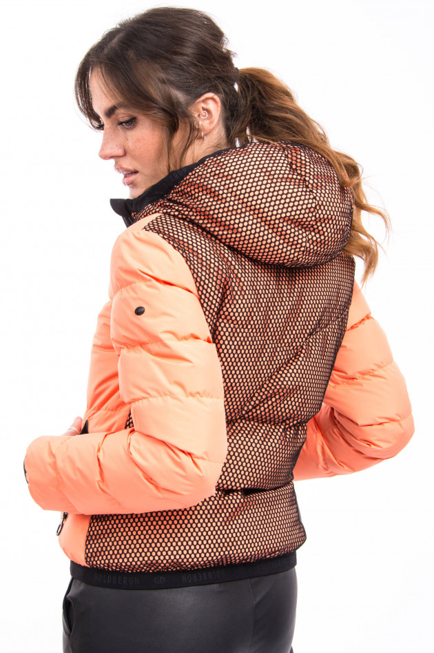 Goldbergh Daunenjacke mit Mesh-Details in Neon Coral