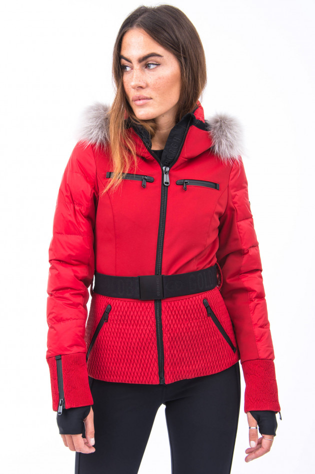 Goldbergh Skijacke mit Pelz-Detail in Rot