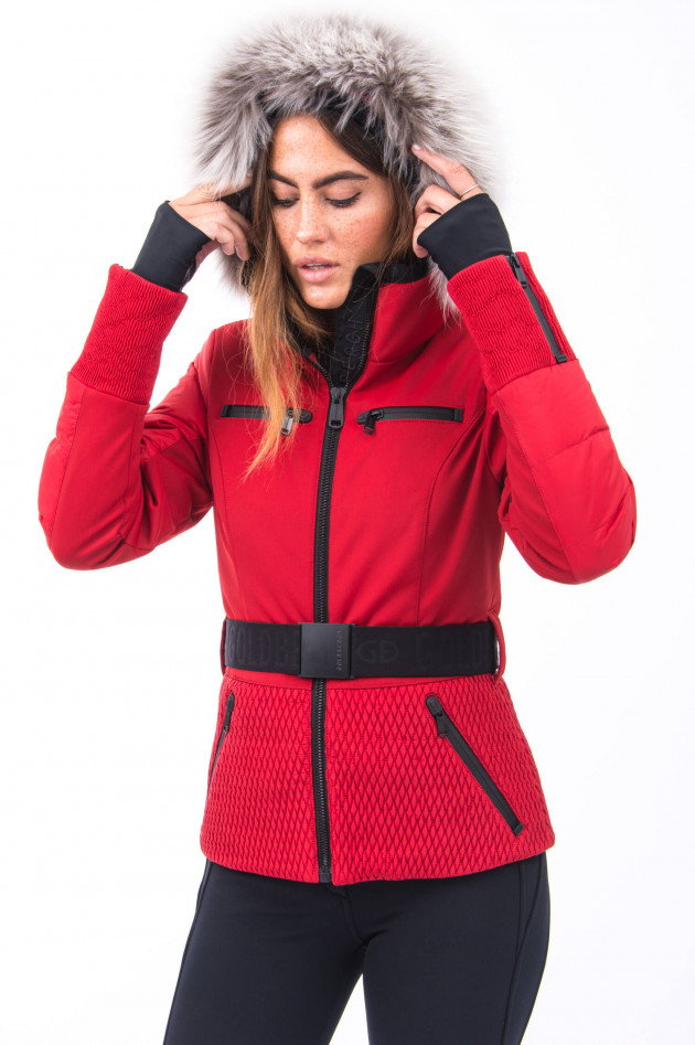 Goldbergh Skijacke mit Pelz-Detail in Rot
