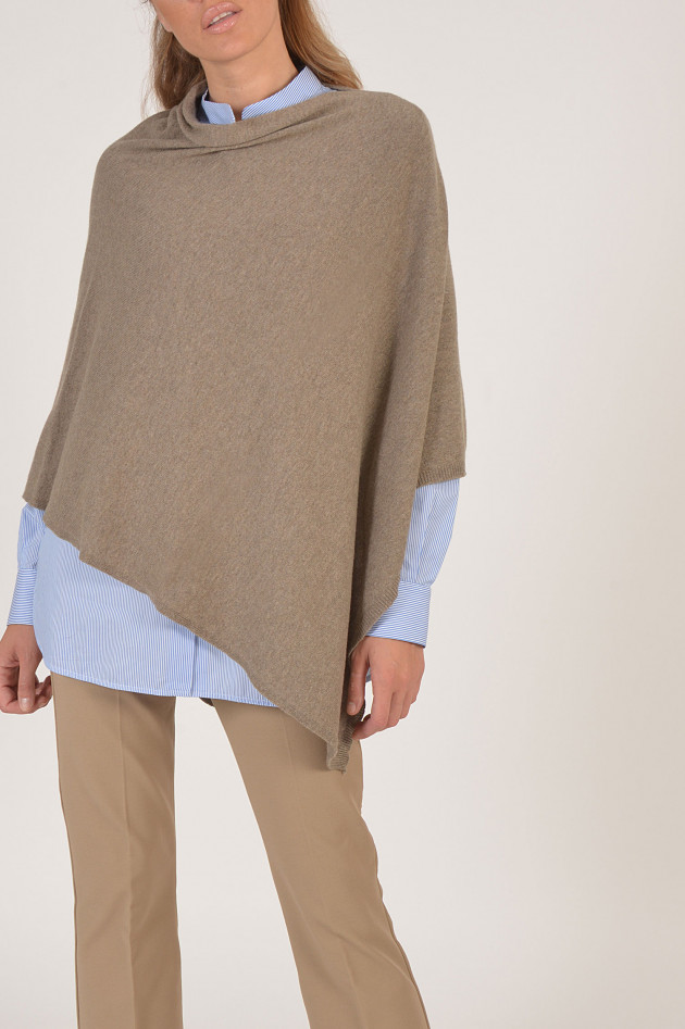 Grüner Poncho in Taupe