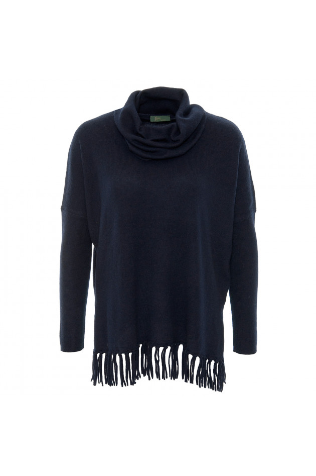 Grüner Rollkragenpullover in Dunkelblau