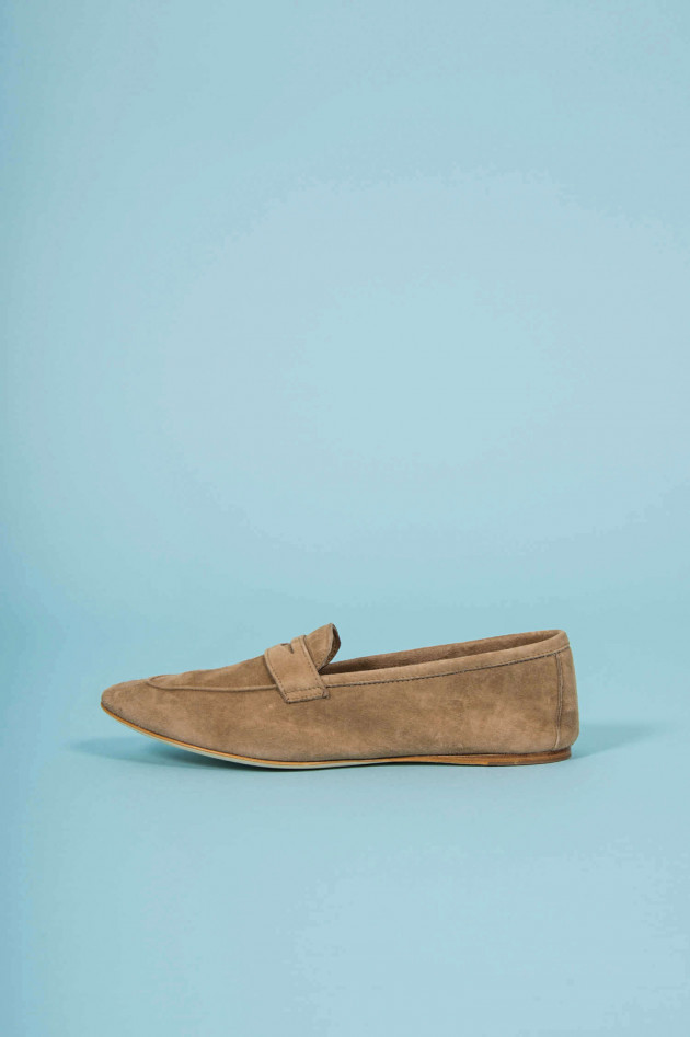 Grüner 1868 Loafers aus Veloursleder in Beige