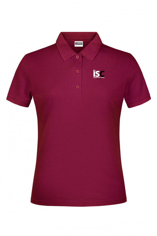 Grüner Damen Poloshirt in Weinrot