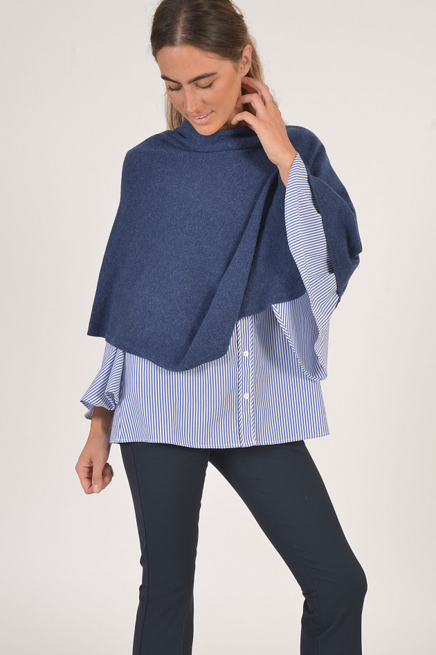 Grüner Poncho aus Cashmere in Blau meliert