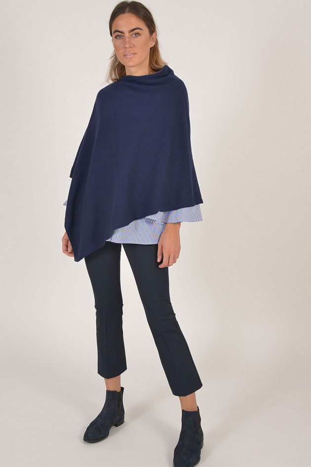 Grüner Poncho aus Cashmere in Navy