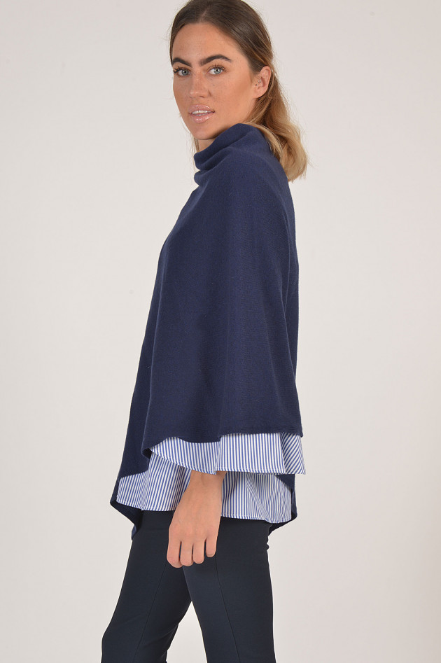 Grüner Poncho aus Cashmere in Navy