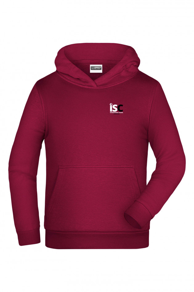 Grüner Kinder Hoodie in Weinrot