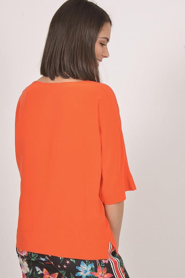 Grüner Seidenshirt in Orange