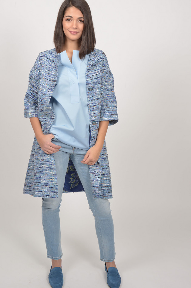 Guglielminotti Bluse mit Trompetenarm in Hellblau