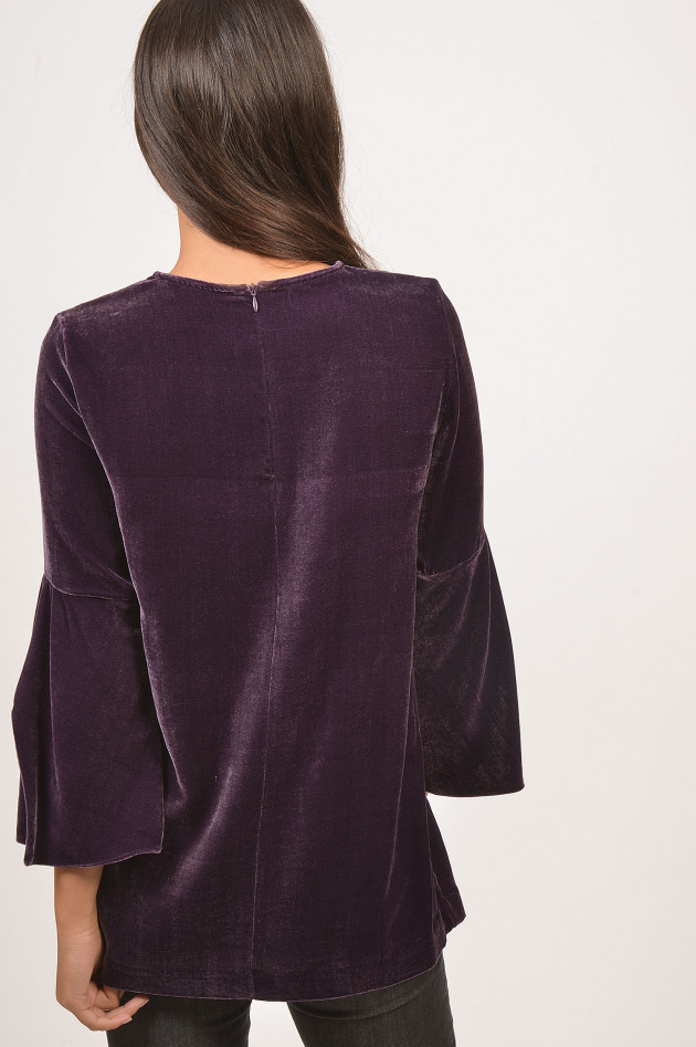 Guglielminotti Samtbluse mit Tulpenarm in Violett