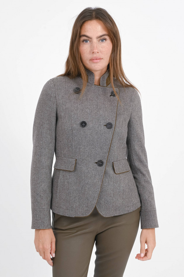 Habsburg Fischgrat-Jacke in Braun/Creme