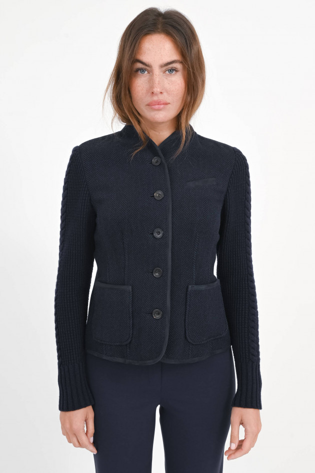Habsburg Jacke mit Lammleder Einsatz in Navy