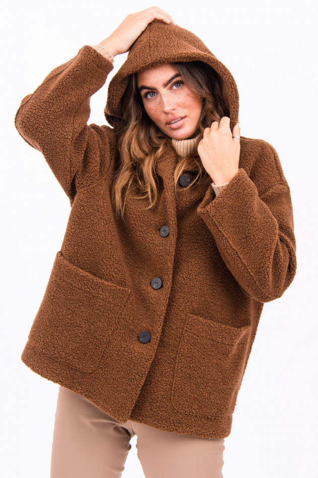 Harris Wharf London Jacke aus Teddy in Cognac