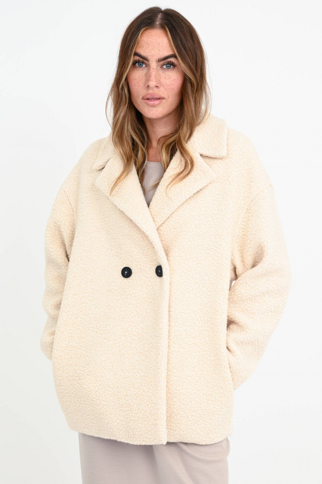 Harris Wharf London Kurze Teddyfell-Jacke in Creme