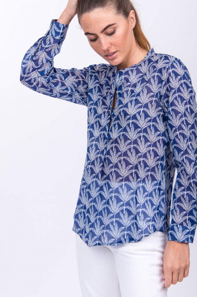 Hartford Bluse CARTA in Blau/Natur