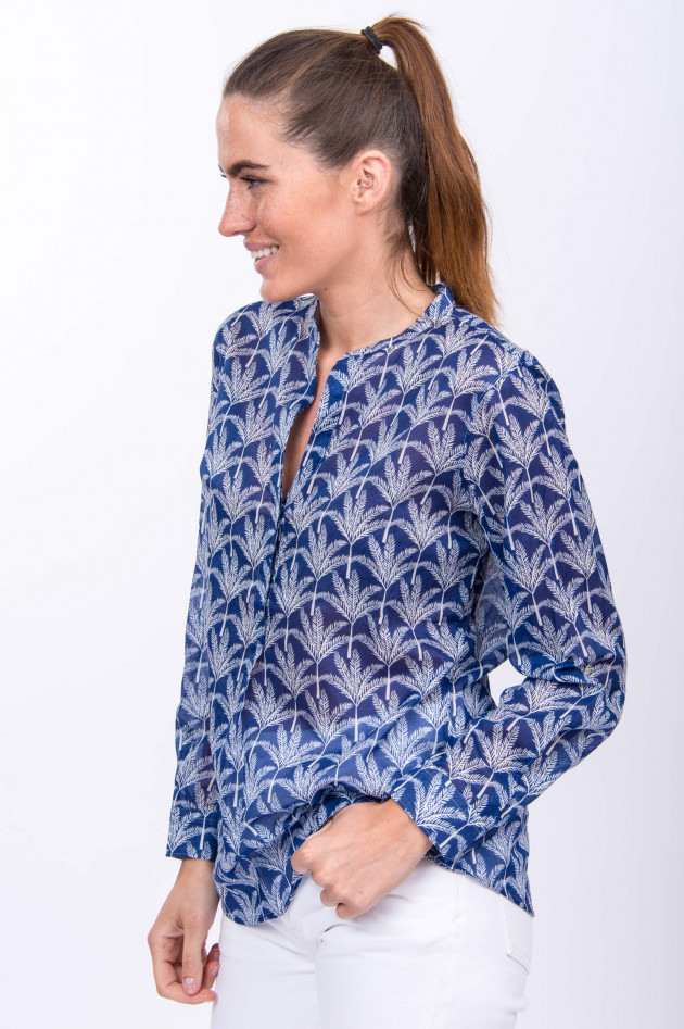 Hartford Bluse CARTA in Blau/Natur