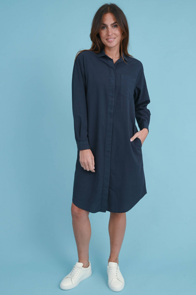 Hartford Seersucker Blusenkleid in Navy