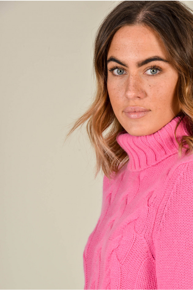 Heartbreaker Rollkragenpullover mit Zopstrick in Pink