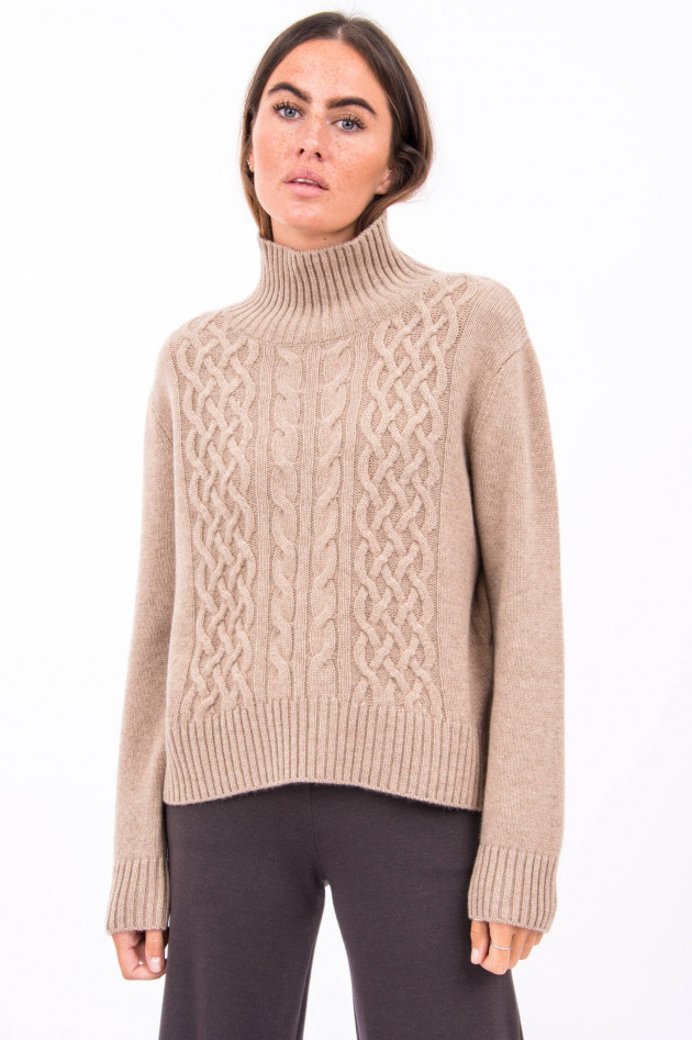 Heartbreaker Kaschmir Pullover mit raffinierten Muster in Natur