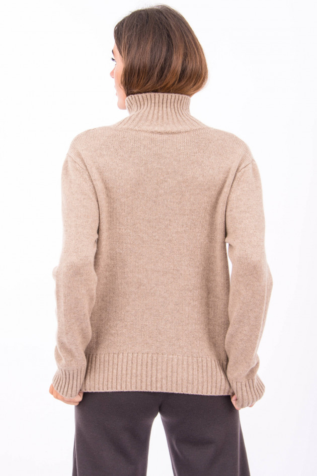 Heartbreaker Kaschmir Pullover mit raffinierten Muster in Natur