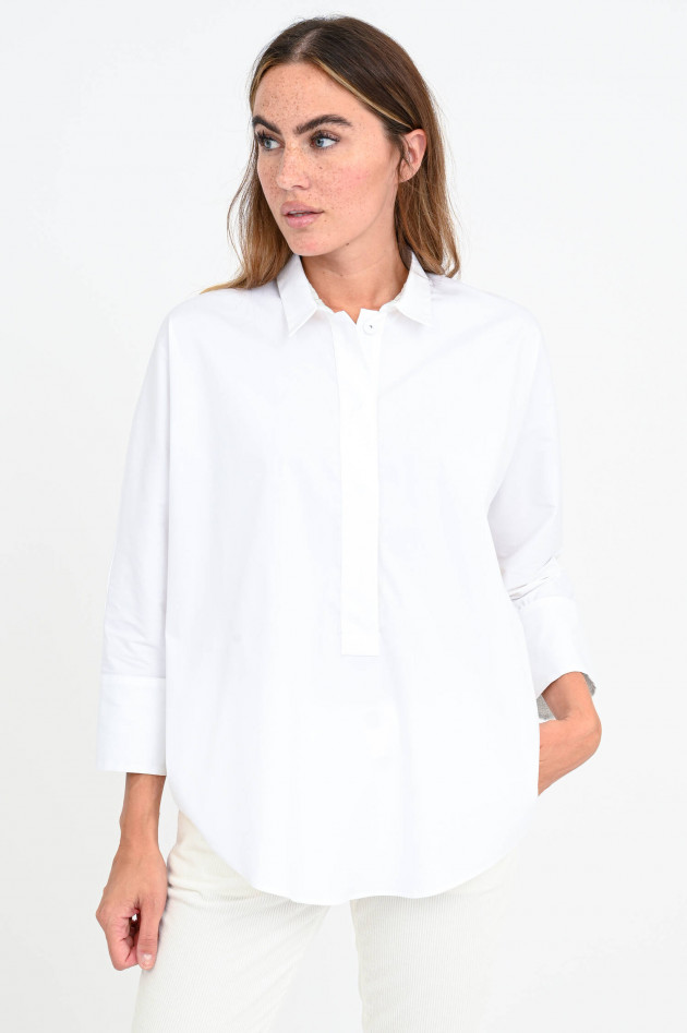 Hemisphere Oversized Bluse mit rundem Saum in Weiß