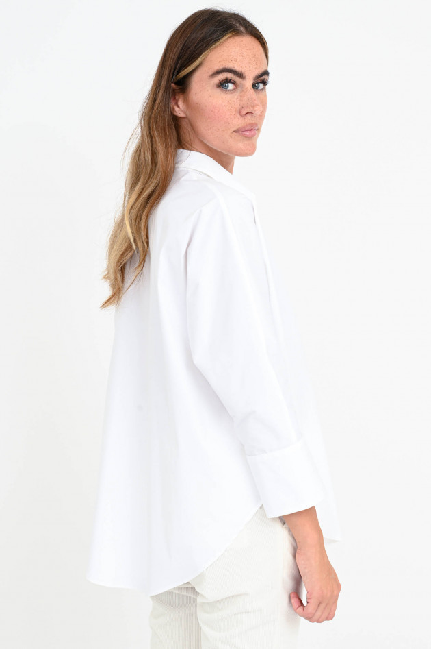 Hemisphere Oversized Bluse mit rundem Saum in Weiß