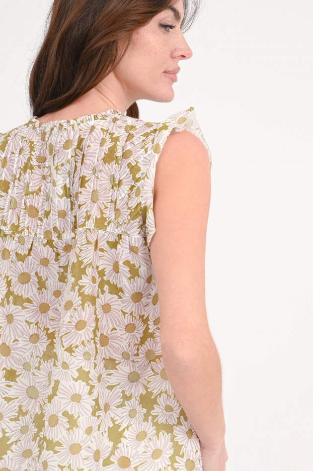 Hemisphere Rüschenbluse LALA mit Blumenmuster in Kahki//Weiß