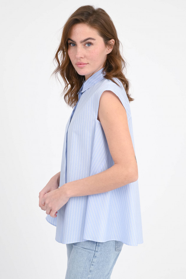 Hemisphere Kurzarm Bluse in Blau/Weiß gestreift