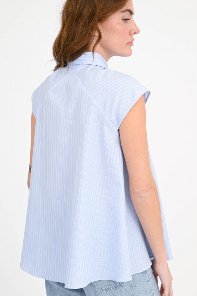 Hemisphere Kurzarm Bluse in Blau/Weiß gestreift