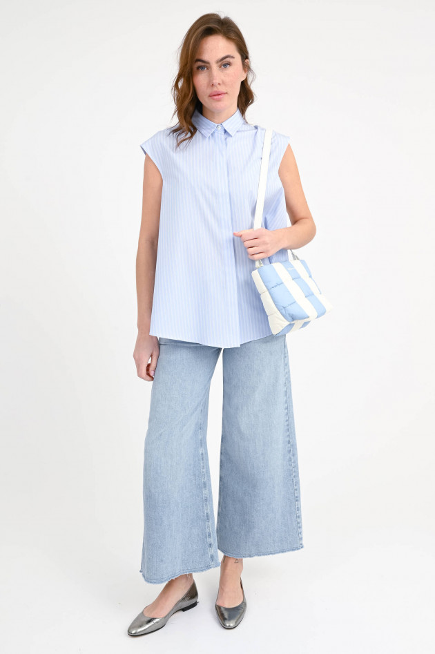 Hemisphere Kurzarm Bluse in Blau/Weiß gestreift