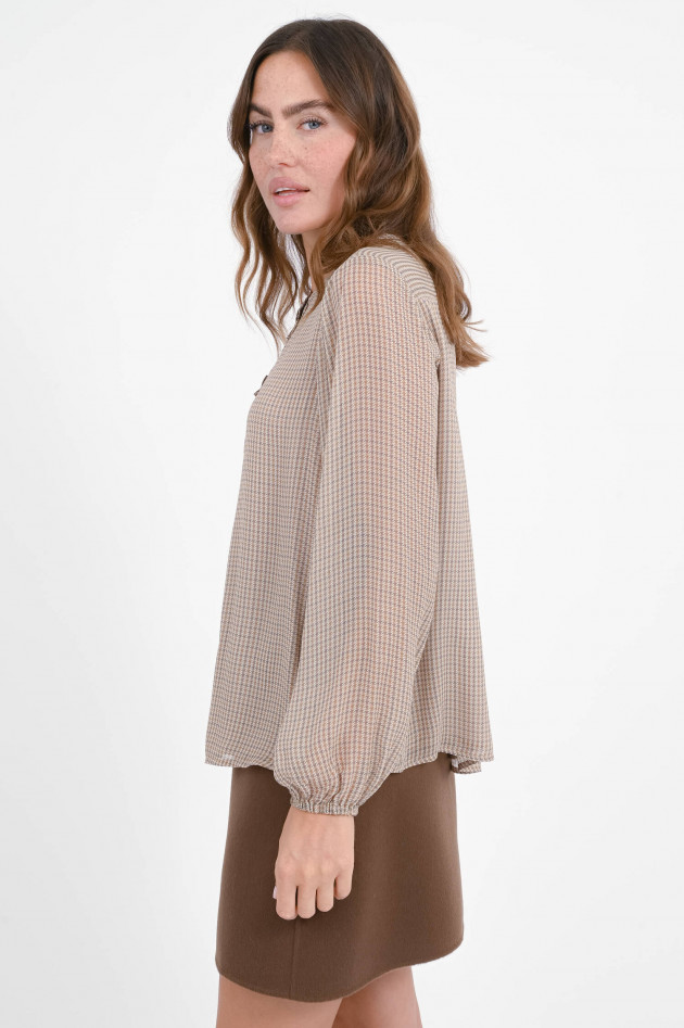 Hemisphere Bluse mit Rüschen in Ocker/Grau karriert