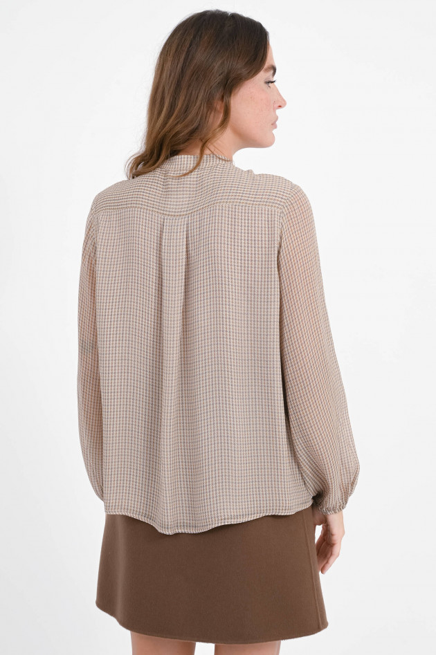 Hemisphere Bluse mit Rüschen in Ocker/Grau karriert