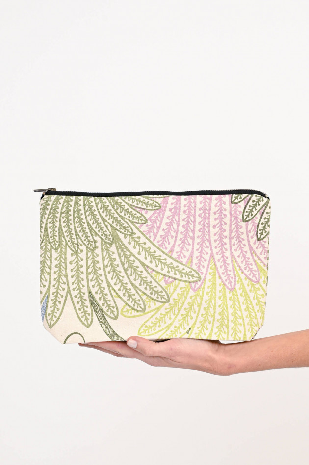 Hemisphere Canvas Clutch in Salbeigrün gemustert