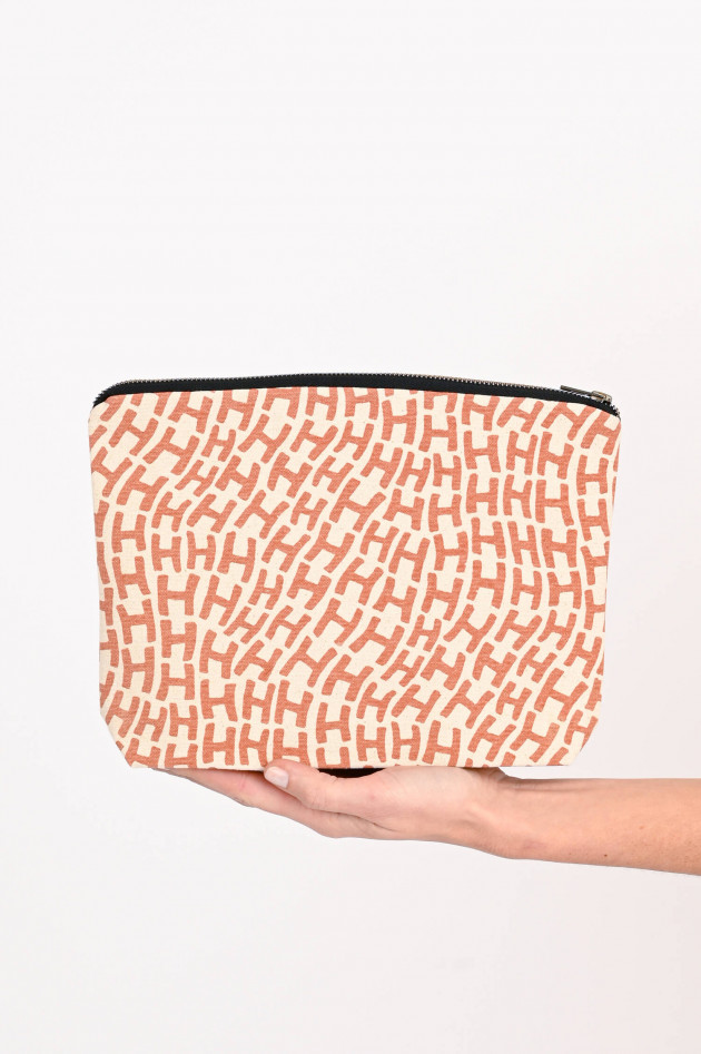 Hemisphere Canvas Clutch in Rot/Lila gemustert