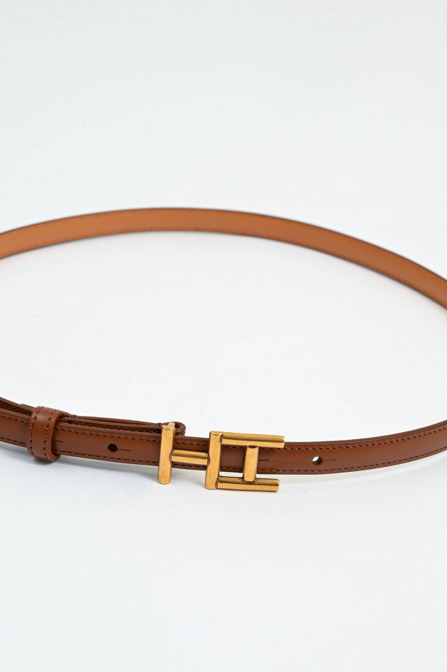 Hemisphere Mini-Glattleder-Gürtel in Braun