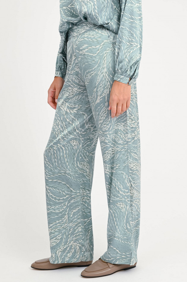 Hemisphere Seidenhose mit Blaugrün gemustert