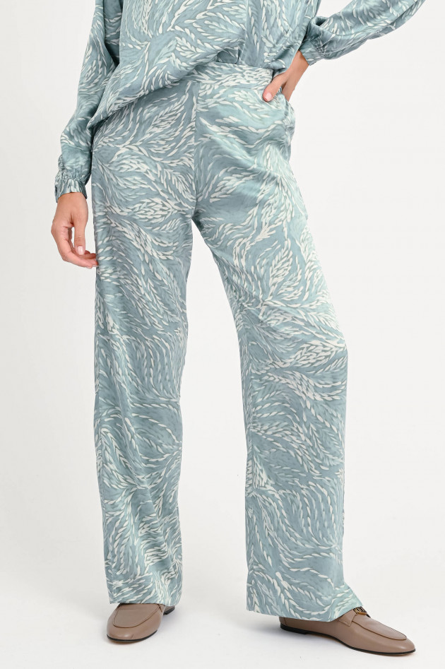 Hemisphere Seidenhose mit Blaugrün gemustert