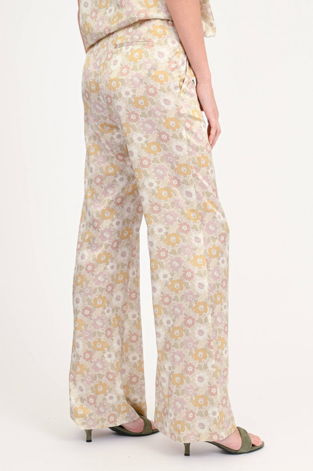 Hemisphere Seidenhose KABEA mit Blumenmuster in Beige/Multi